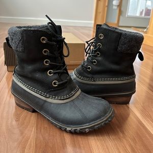 sorel black leather duck boots 8.5